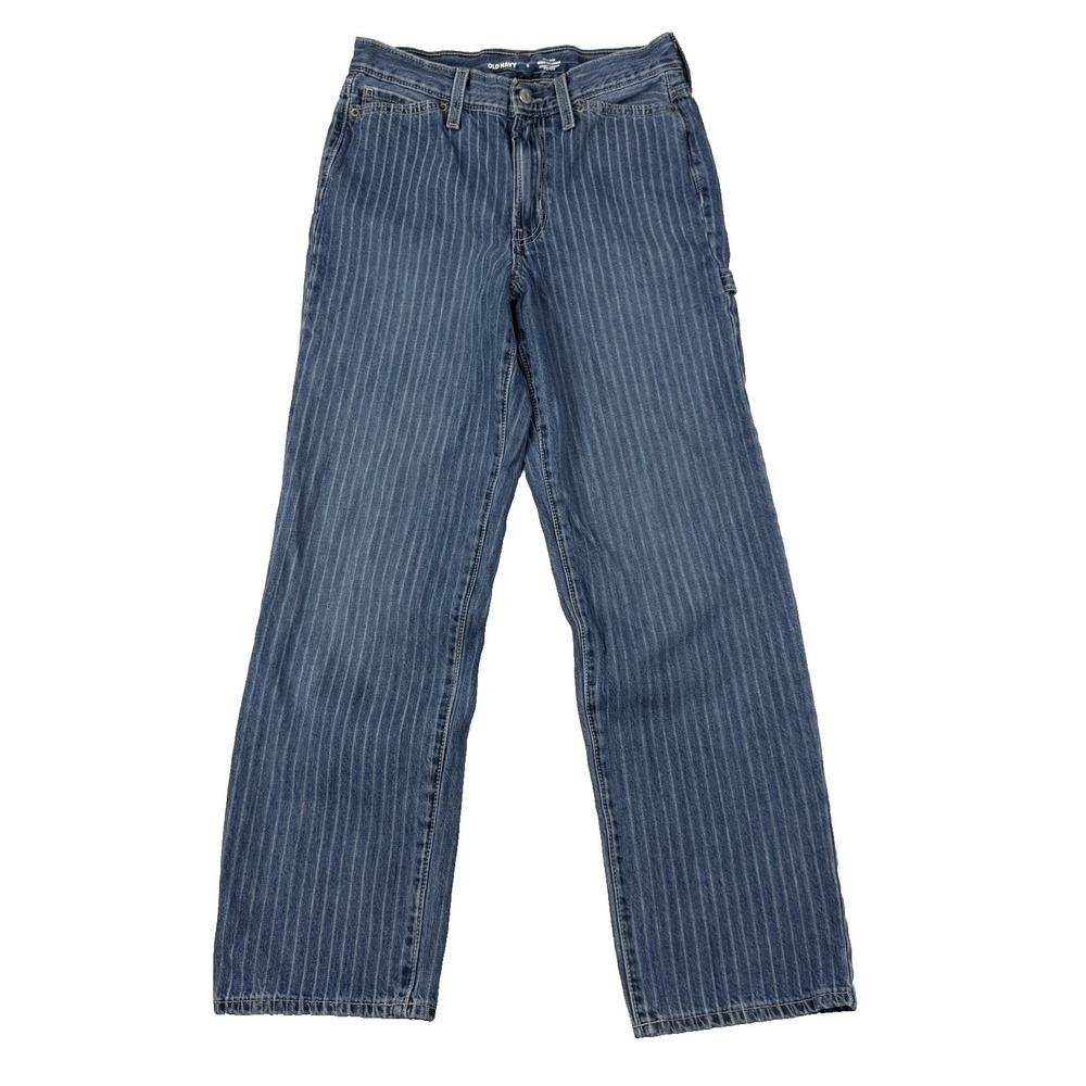 Old Navy Womens Jeans Size 2 (29x29) Loose Straight Mid-Rise Railroad Stripes